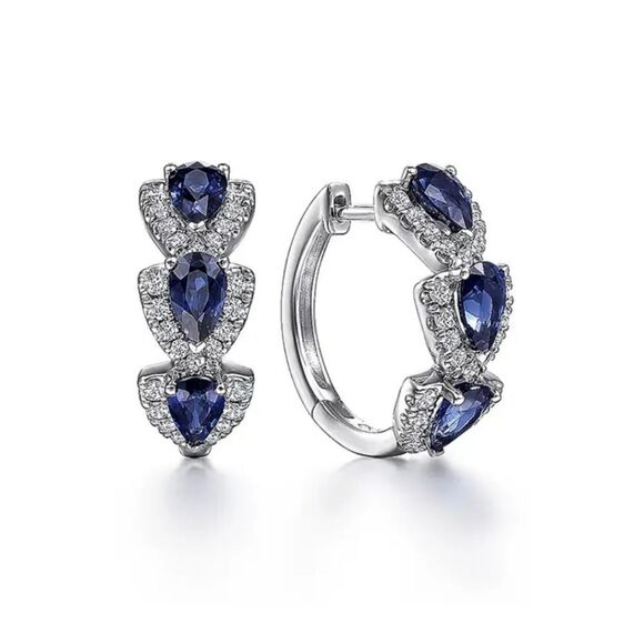 Elegant Silver and Blue Gemstone Earrings - Picture 7 of 9